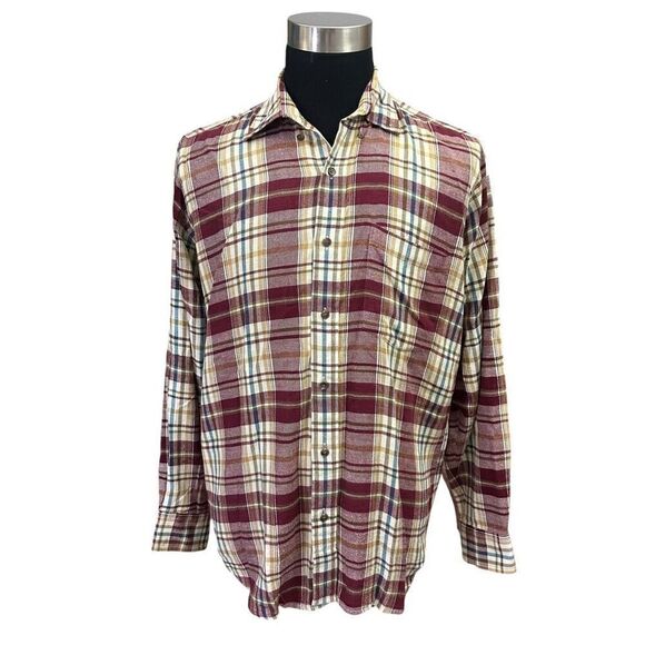 Ralph Lauren Chaps Men's Plaid Flannel Button Down Shirt  Vintage 90s Y2k‎ sz M - Picture 1 of 8